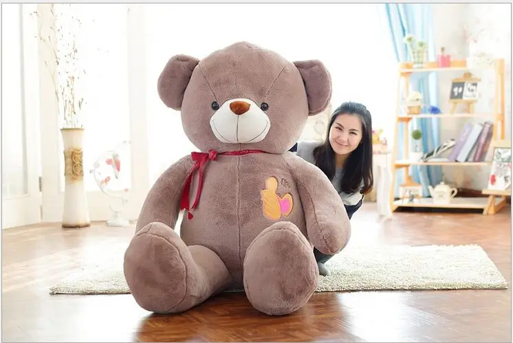 huge plush high quality light brown bear toy large bow teddy bear doll gift about 160cm176