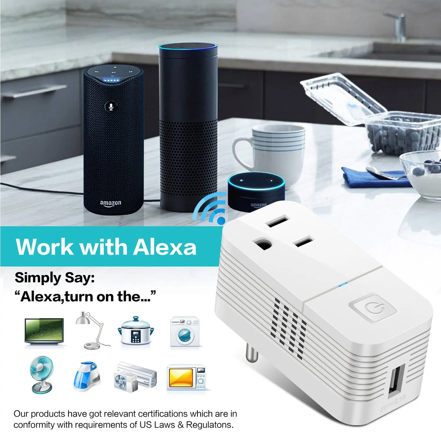 Wifi розетка умная с USB зарядным устройством Совместимость Amazon Alexa Google Home мини пульт