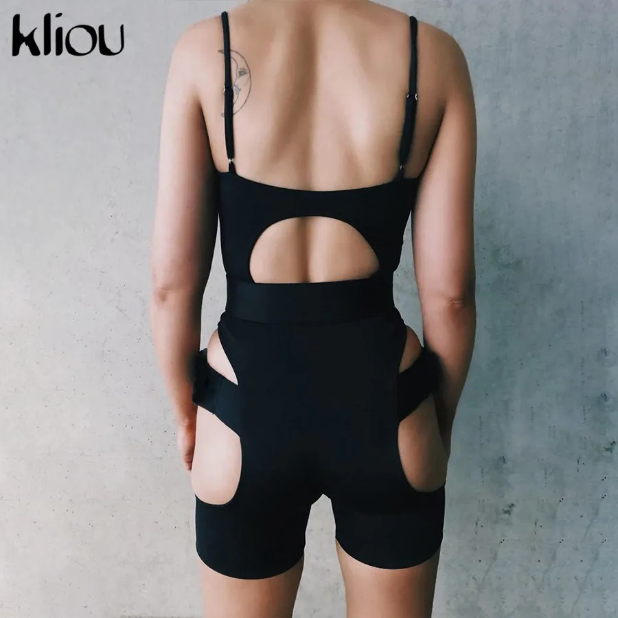 Kliou النساء مثير playsuit الجوف خارج مع حزام حزام عارية الذراعين أكمام مثير السيدات ارتداءها 2019 الصيف الأزياء نحيل السروال القصير Kliou النساء مثير playsuit الجوف خارج مع حزام حزام عارية الذراعين أكمام مثير السيدات ارتداءها 2019 الصيف الأزياء نحيل السروال القصير