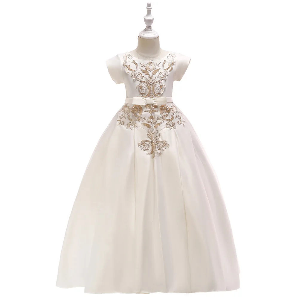 

Kids Floor Length Pageant Formal Dress First Communion Ball Gown Ivory Flower Girl Dresses for Children