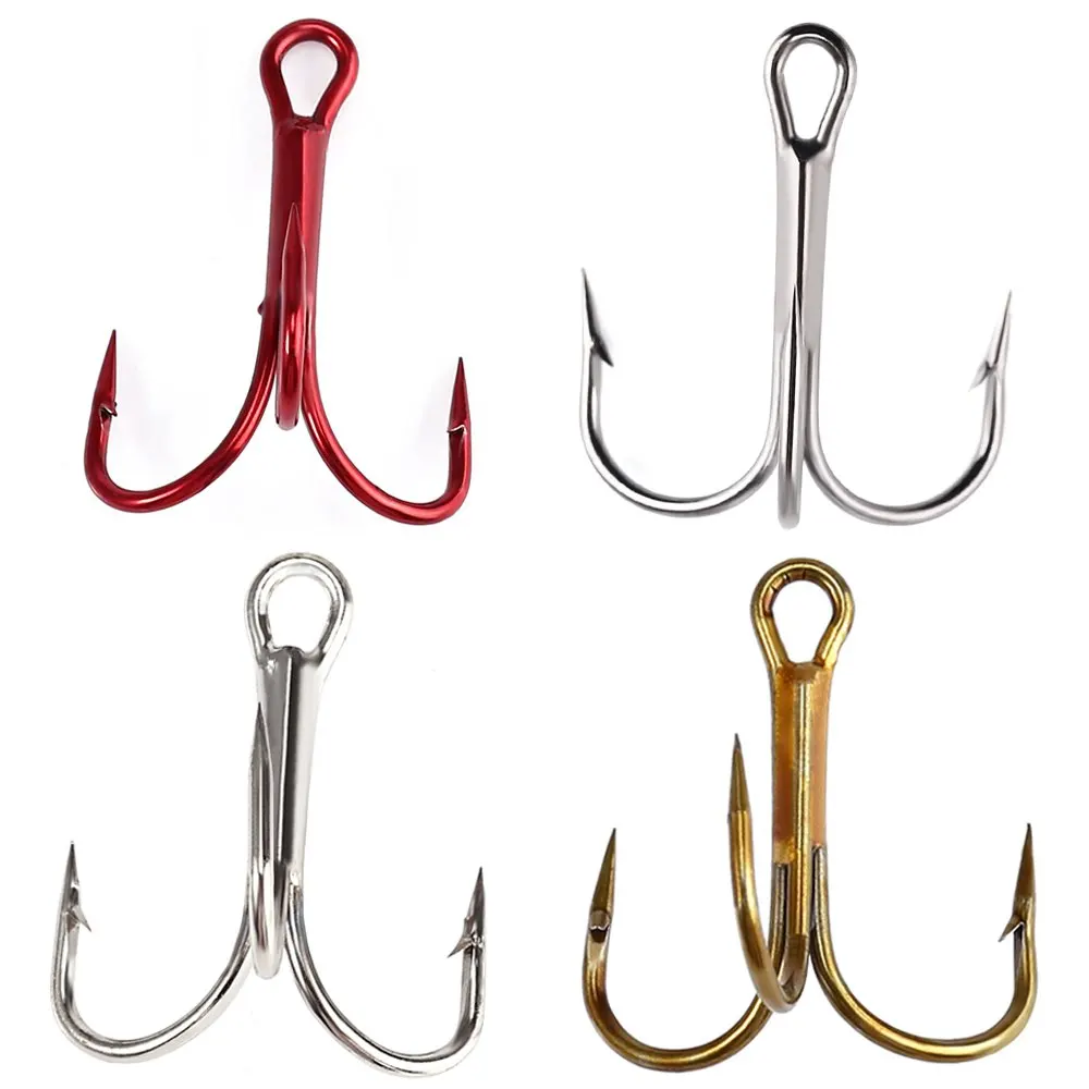 Outlife 100 PCS Fishing Sharpened Offset Treble Hooks Fishhook Fishing