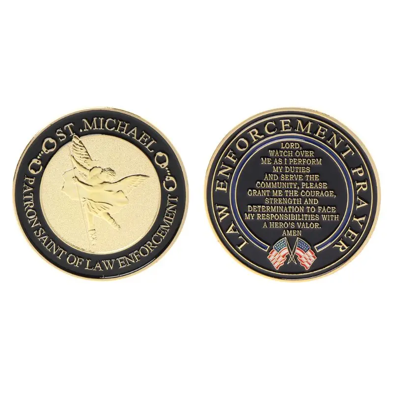 

Gold Plated Law Enforcement Prayer Commemorative Coin Souvenir Challenge Collectible Coins Collection Art Craft Gift New