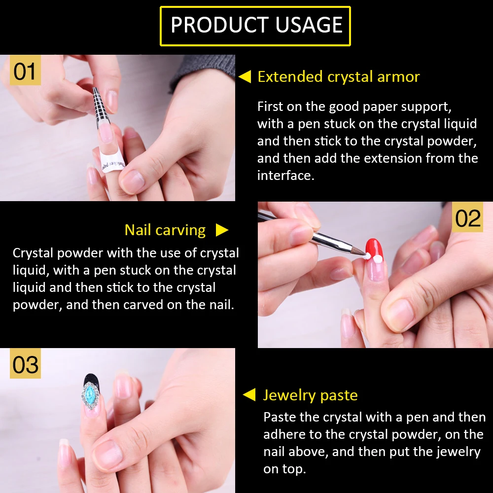 Inagla акриловый порошок кристалл полимер дизайн ногтей строитель накладные Советы Инструменты для дизайна ногтей советы для маникюра маникюрные полимерные инструменты для ногтей