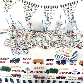 

71pcs/lot Creative Cartoon Cars Theme Birthday Party Disposable Tableware Set Plate Cup Napinks Baby Shower Party Supplies