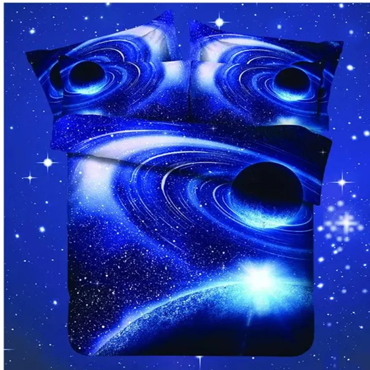 

Free shipping Galaxy 3D Bedding Set Universe Outer Space Themed Galaxy Bed sheet Duvet cover & pillow cases full queen size 4PCS
