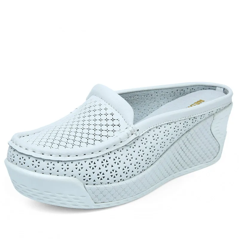 

2019 New Summer Baotou Women's Sandals Half Drag Fashion Thick Bottom Wear Lazy Slippers Female Wedge Sandals Large Size 43