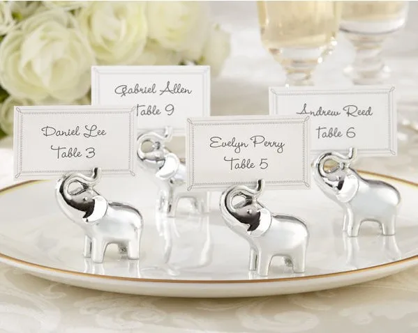 Funny Silver Elephant Place Card Holder Cheap Table Decoration