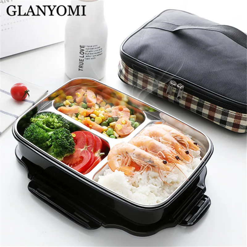

304 Stainless Steel Japanese Lunch Box With Compartments Microwave Bento Box For Kids School Picnic Food Container