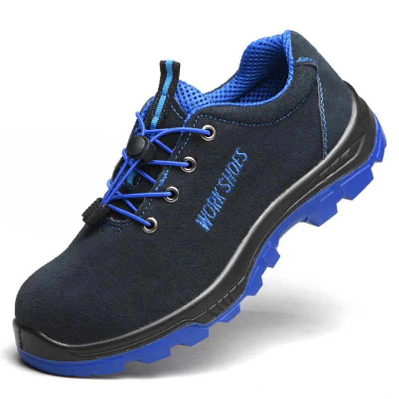 Уличная обувь большого размера, вентилируемая конструкция, стальной носок, рабочая обувь, противопроколная защитная обувь мужская одежда, устойчивые к мужской обуви - Цвет: Синий
