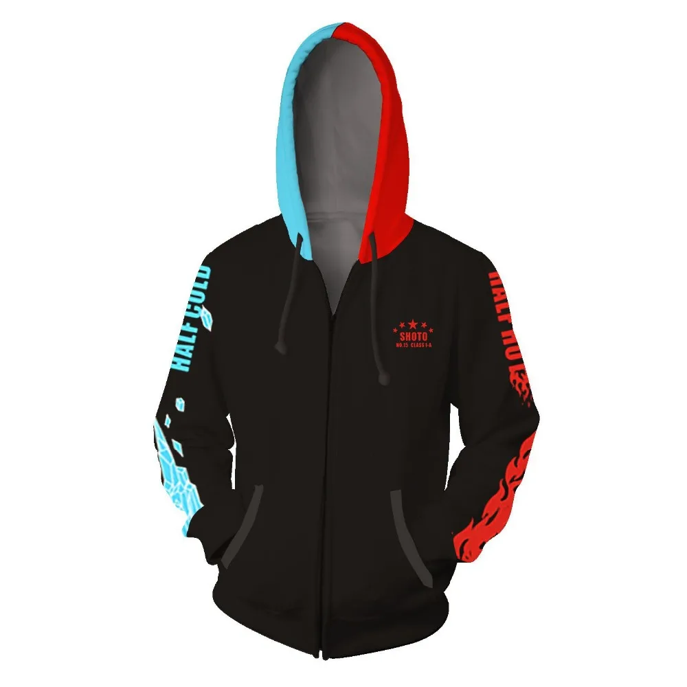 

Sweatshirts My Hero Academy Cosplay Costume 3D Printed Zipper Hoodies For Men's Women's Hooded Uniform Pocket Pullovers Tops