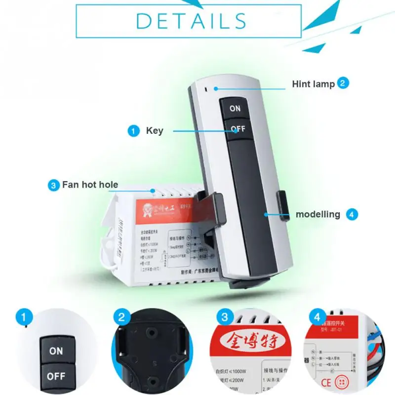  1/2/3 Ways ON/OFF AC 200V-240V Wireless Receiver Lamp Light Remote Control Switch Hot Sale New - 32926172082