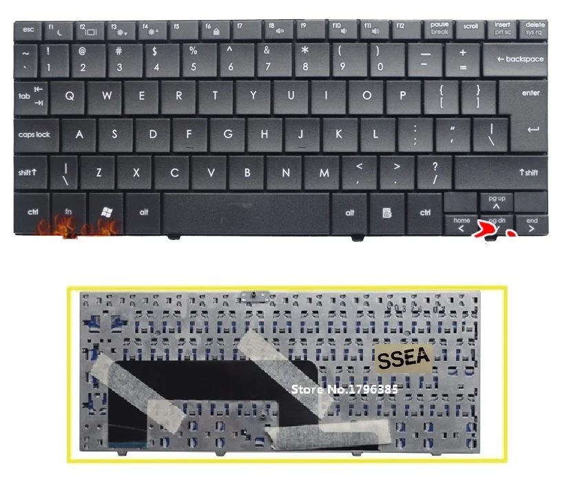 

SSEA New UI Keyboard English For HP MINI 1000 700 1010 1100 laptop black Keyboard
