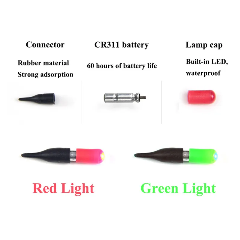 

New 2PC Electronic Fishing Floats Drifting Tail LED Electronic Light +CR311 Battery Night Fishing Accessory