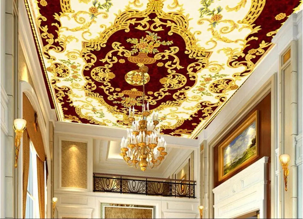 Us 15 49 46 Off 3d Wallpaper Custom Photo European Spelling A Flower Ceiling Wallpaper Room Decoration Painting 3d Wall Murals Wallpaper For 3d In