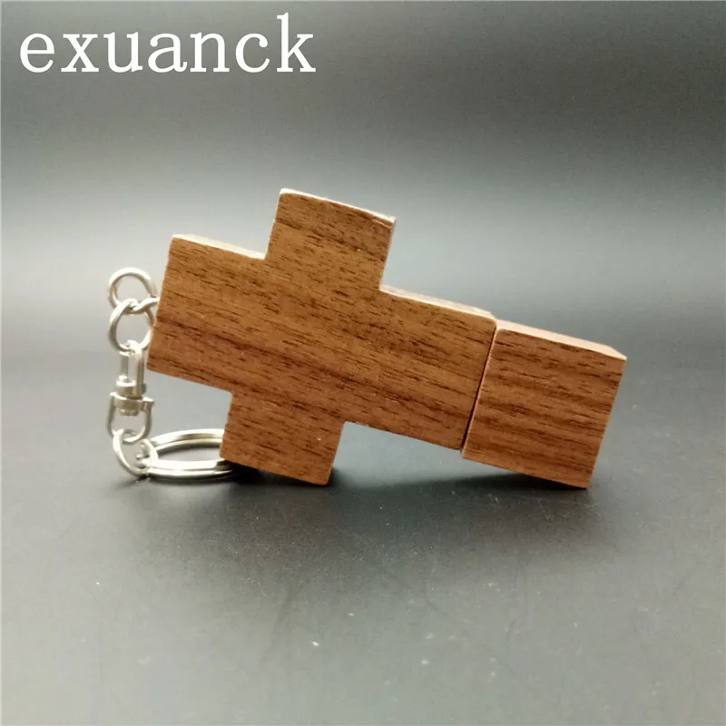 exuanck Customize Logo Artwork Cross Red Wood USB 3.0 Flash Drive Memory Stick 8GB 16GB 32GB 64GB (30pcs free logo) jump drive