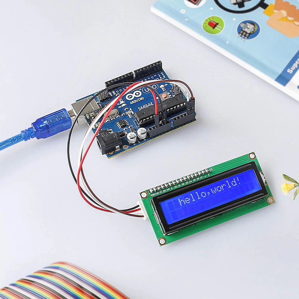 ЖК дисплей Дисплей 1602 Модуль синий Экран I2c модуль HD44780 16x2 межсоединений