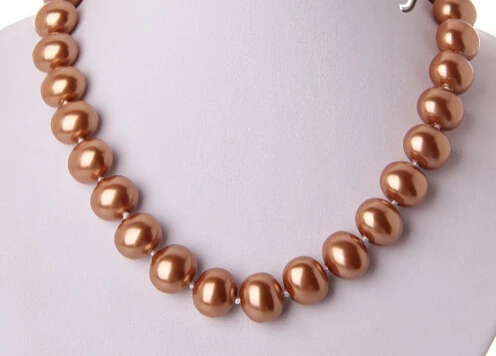 

ddh002699 stunning big 15mm baroque champagne south sea shell pearl necklace