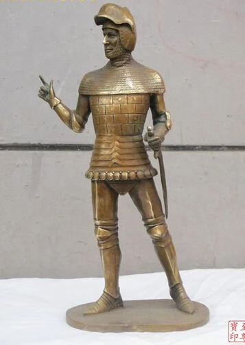

003825 14.5"Western ART Bronze Sculpture Roman Kendo helmet warrior Statue