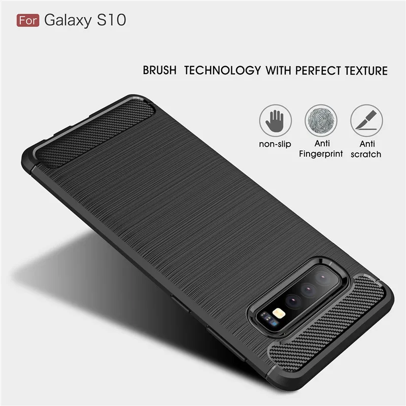 Чехол для Samsung S10 Galaxy S10e Plus силиконовый чехол из ТПУ и углеродного волокна мягкий