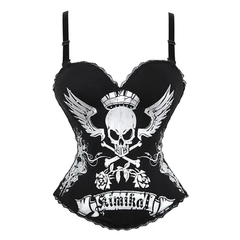 

Women's Sexy Straps Corsets 2019 New Slim Female Body Shaping Underwear Fashion Skull Party Bustiers & Corsets 2269
