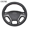 GNUPME DIY Steering Cover Hand-stitched Soft Artificial Leather Black Car Steering Wheel Cover for Hyundai ix35 Tucson 2011-2015 ► Photo 1/6