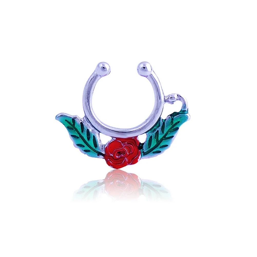 1pc Cool Anti-Allergic Metal Fashionable Rose Shaped Small Nose Ring Hoop Clip Body Piercing Jewelery | Украшения и аксессуары