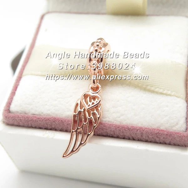 

2015 Autumn Rose Gold Love & Guidance Angel Wing Dangle Charms Beads Fit European DIY Bracelets Necklaces Jewelry Making MG025