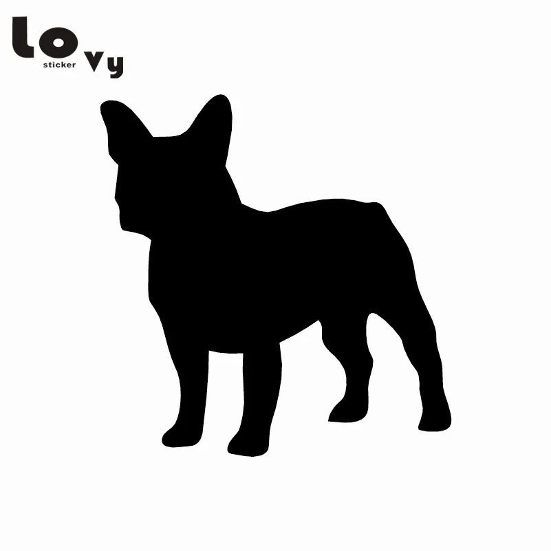 Милый Французский бульдог силуэт стикер на стену мультфильм собака/щенок