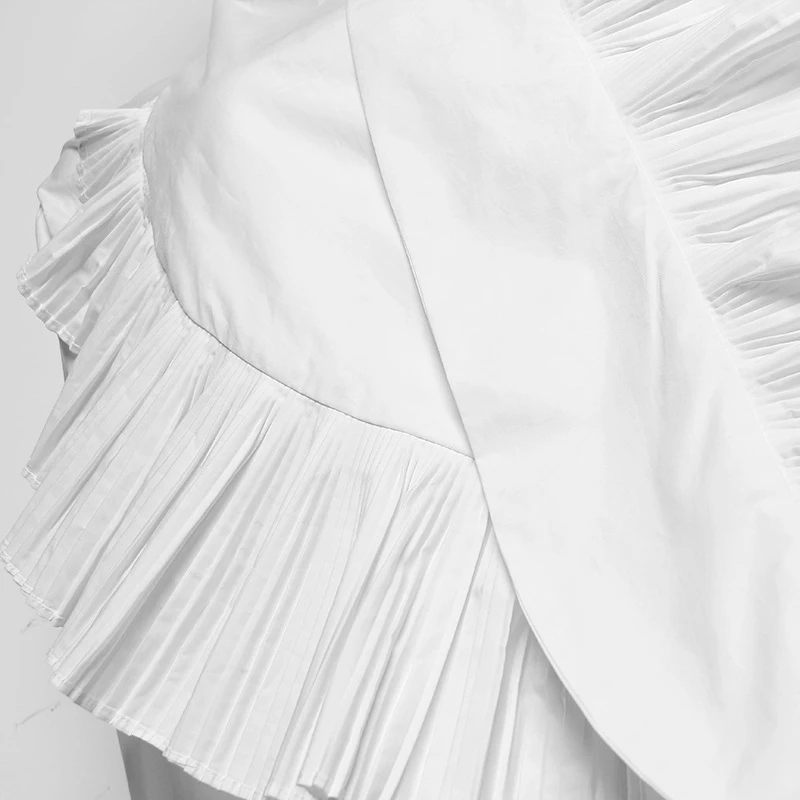 TWOTWINSTYLE верх-белая рубашка с длинными рукавами женская с манжета с рюшами Ремесло Женская Повседневная блузка Рубашки осень Мода Новинка