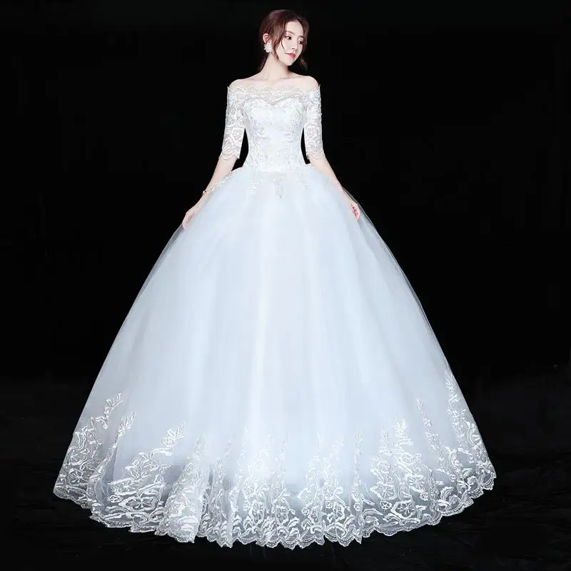 Новинка,, свадебное платье, половина рукава, с открытыми плечами, Свадебное Дешевое платье, бальное платье, свадебное платье, сделано в Китае, Vestido De Noiva - Цвет: 083