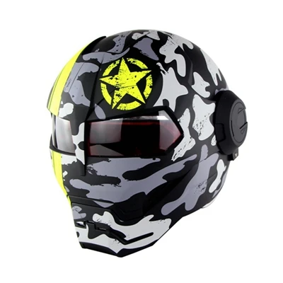 SOMAN Iron Man Motorcycle Helmet Flip up Motorbike Robot Style Helmet Motocross Casco Moto Cross Helm DOT Approval 515 - Цвет: shinning navy