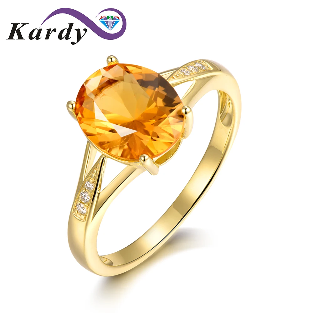 

Fashion Natural Citrine Gemstone Oval Cut Solid 14K Yellow Gold Diamond Wedding Engagement Promise Ring Set for Women