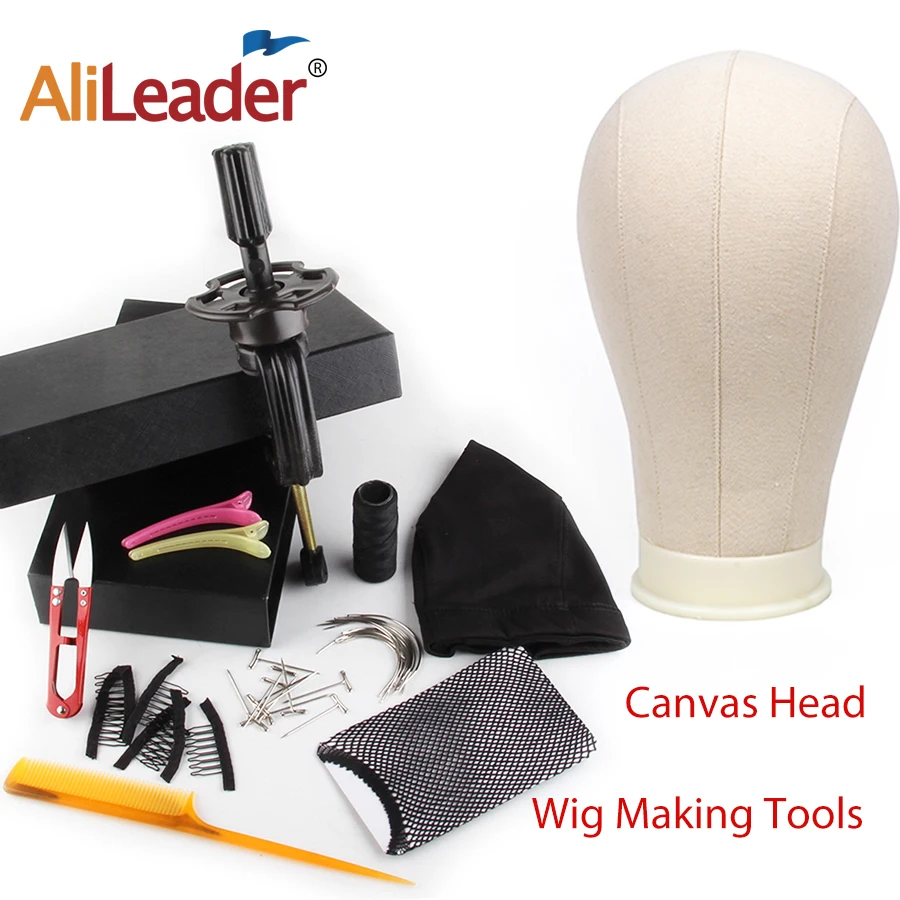 

Alileader Canvas Wig Head And Stand Mannequin Head Wig Holder Dome Wig Cap Clamp Hairnet T Pins Curved Needle And Thread 34 Pcs