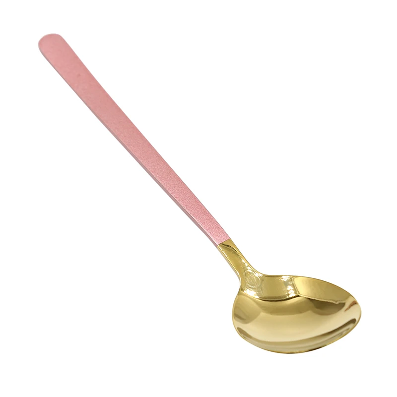Ложка из нержавеющей стали Золотая ложка для мороженого столовая посуда Позолоченные Десертные Ложки для чая и кофе - Цвет: Pink gold spoon