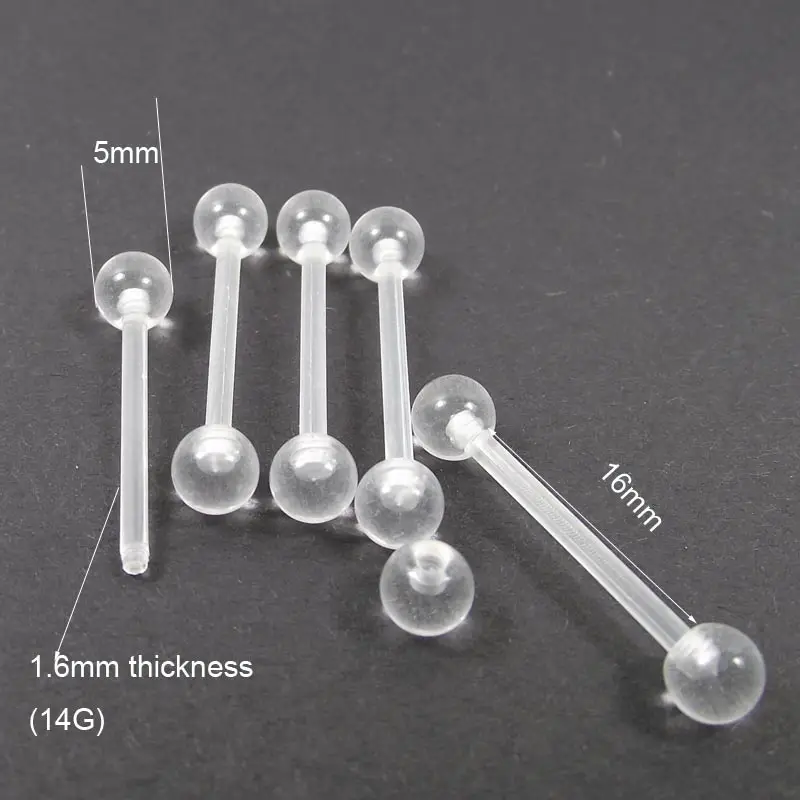 SaYao 5 штук 14 г ясный мягкий прозрачный язычок кольцо мяч гибкий язык кольцо для сосков штанга пирсинг