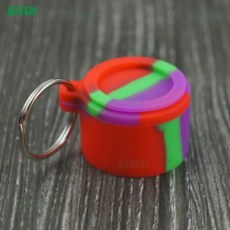 

10pcs Small Oil Dab Containers with keychain Food Grade 6ml Silicone Oil Wax Concentrate Container Non-stick Free Shipping