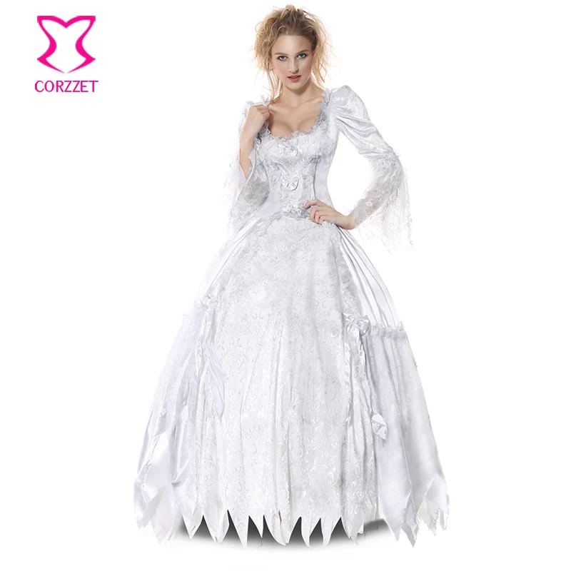 Викторианский готический зомби призрак невесты нарядное платье Белый Лолита косплей вампир труп графиня сексуальные костюмы на Хэллоуин для женщин