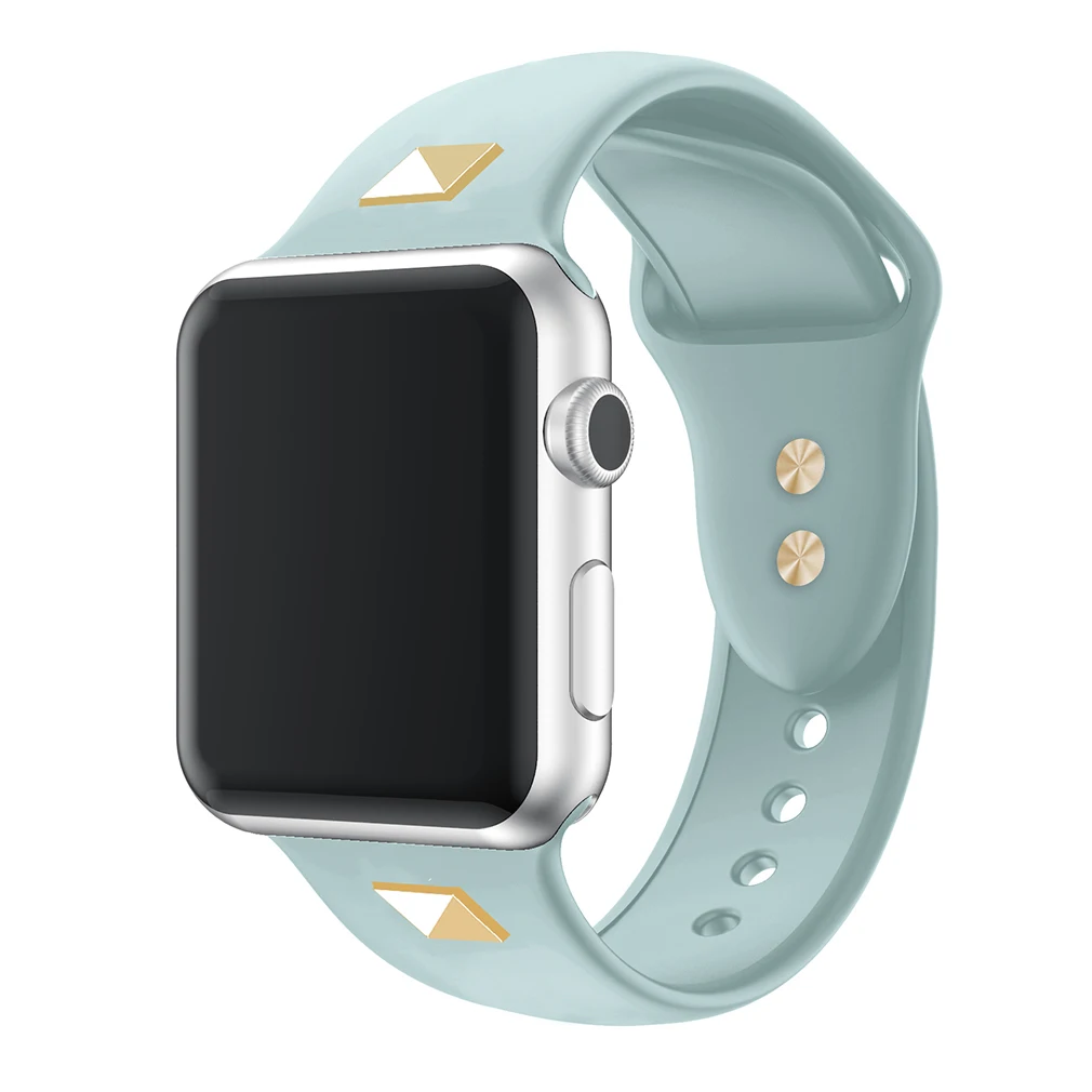 Силиконовый ремешок с заклепками для Apple Watch Sports Edition Series 4 3 2 1 браслет в стиле панк
