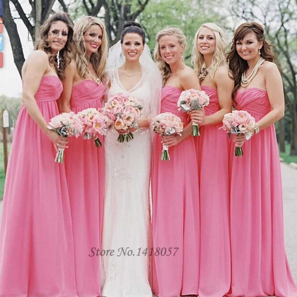 Cheap Blush Pink Long Bridesmaid Dress Sweetheart Romantic Summer