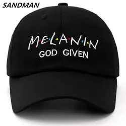 SANDMAN письмо меланин Бог дали Snapback кепка хлопок Бейсболка для мужчин женщин регулируемая хип хоп шляпа папы костяная Garros