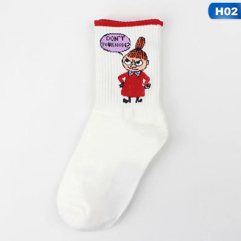 Милые носки с героями мультфильмов «Муми-долина» для костюмированной вечеринки; модные классические забавные короткие носки белого и розового цвета; 1 пара - Цвет: 2
