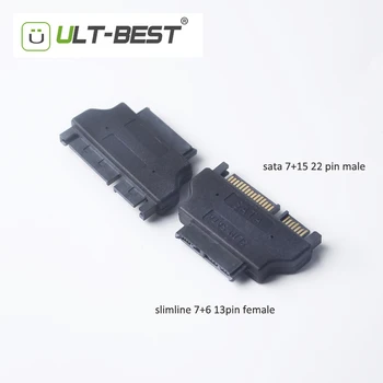 

ULT-Best Slineline SATA Adapter Serial ATA 7+15 22pin Male to Slim 7+6 13pin Female Adapter