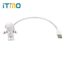 iTimo Portable USB Tube For Computer Laptop PC Notebook Reading Lamp Flexible Pure White LED Night Light Spaceman Astronaut