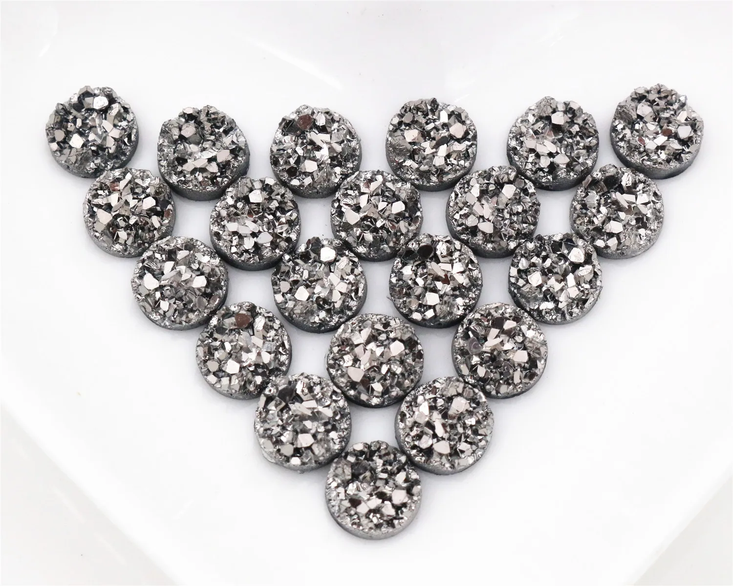 

New Fashion 40pcs 8mm Gun Black Colors Natural ore Style Flat back Resin Cabochons For Bracelet Earrings accessories-V3-24
