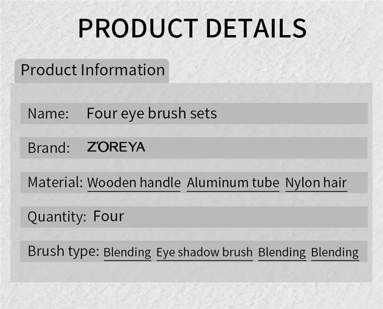 Бренд ZOREYA, 4 шт., набор кистей для макияжа глаз, классические черные кисти для макияжа, включая тени для век, подводку для глаз и кисть для бровей