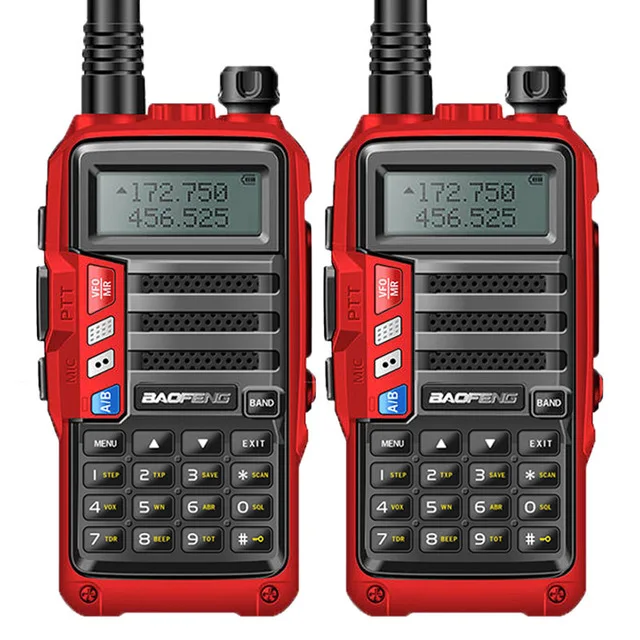 2 шт. BAOFENG UV-S9 8 Вт Мощный VHF/UHF 136-174 МГц и 400-520 МГц двухдиапазонный 10 км Ham CB радио утолщенная батарея рация - Цвет: red