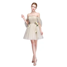 SSYFashion/Новинка; милое короткое коктейльное мини-платье с вырезом лодочкой и короткими рукавами; бежевое кружевное платье с цветочным узором; вечернее платье; Robe De Soiree