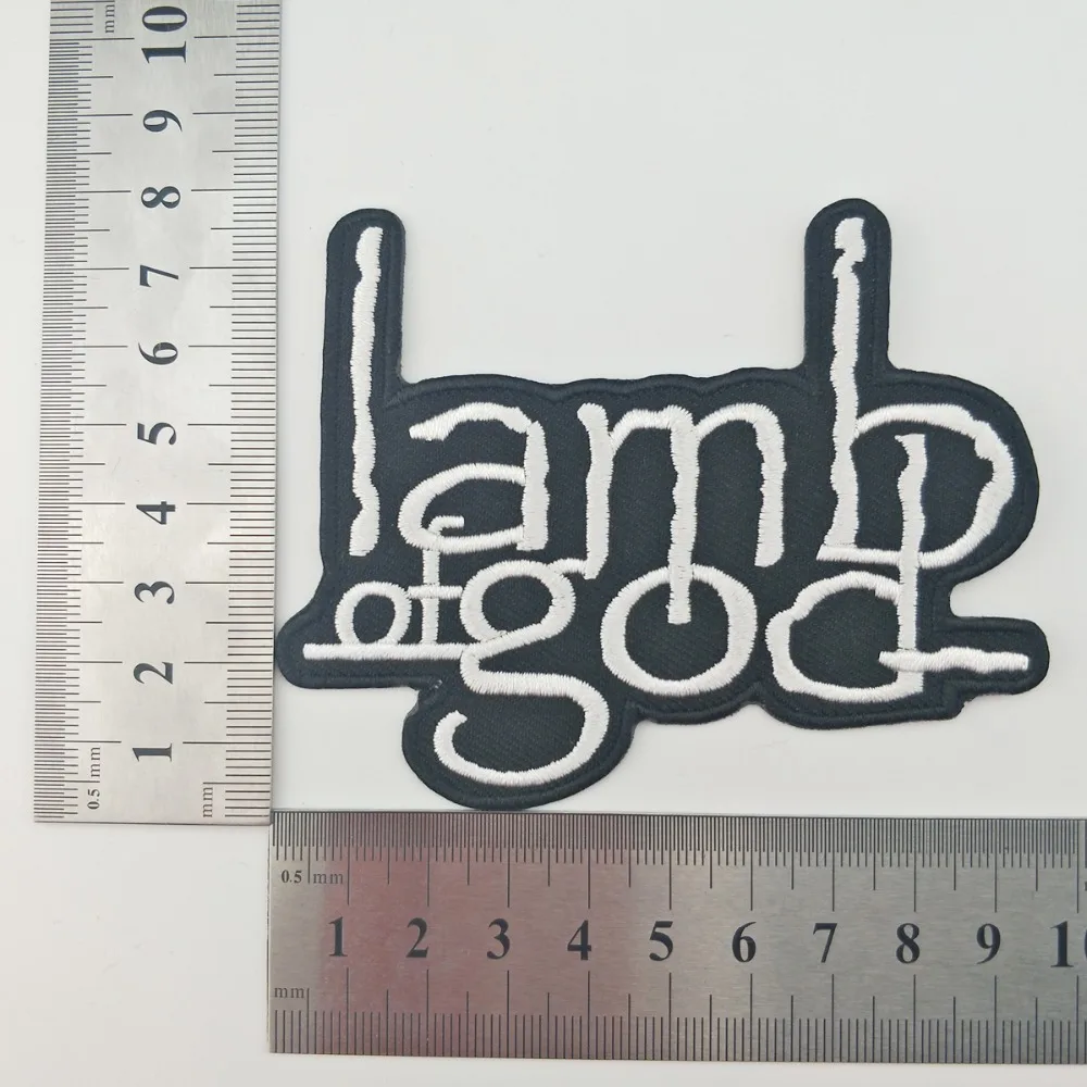 Black Label Rocker Lamb God logo Embroidered Iron On Front Biker Custom jacket Patches Free Shipping Eco-Friendly Motorcycle(3)