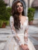 Fmogl Elegant Illusion Long Sleeve Vintage Wedding Dresses 2022 Luxury Scoop Neck Appliques Court Train A Line Bridal Gowns ► Photo 3/3