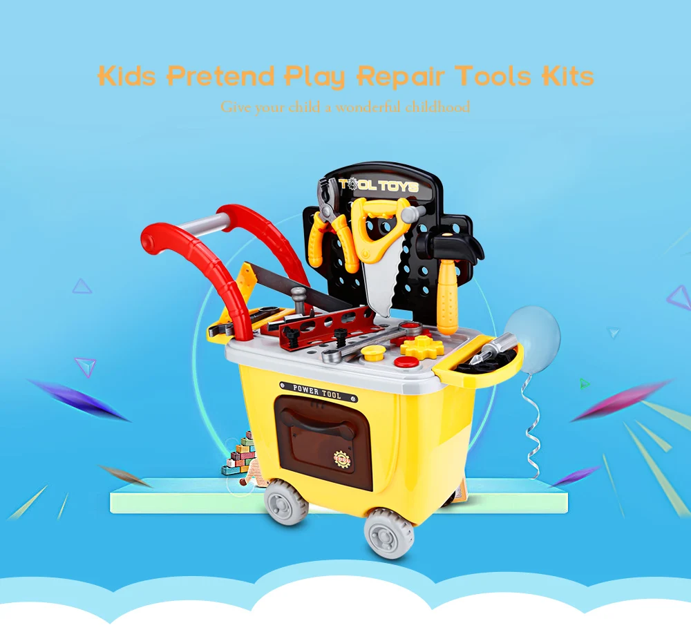 	Ranxian RX1900-9 27pcs Kids Trolley Toys Children Simulation Repair Tools Educational Pretend Play Bauble